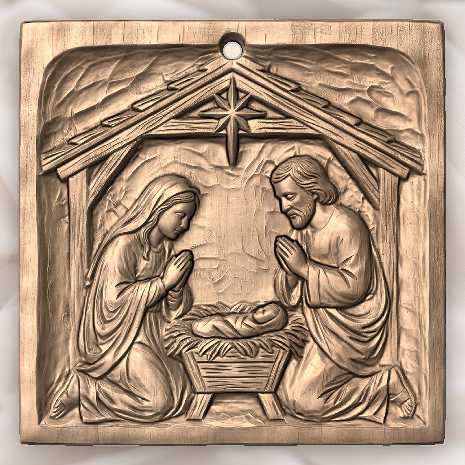 Holy Family Nativity Christmas Ornament CNC Relief STL bas-relief STL — view 4