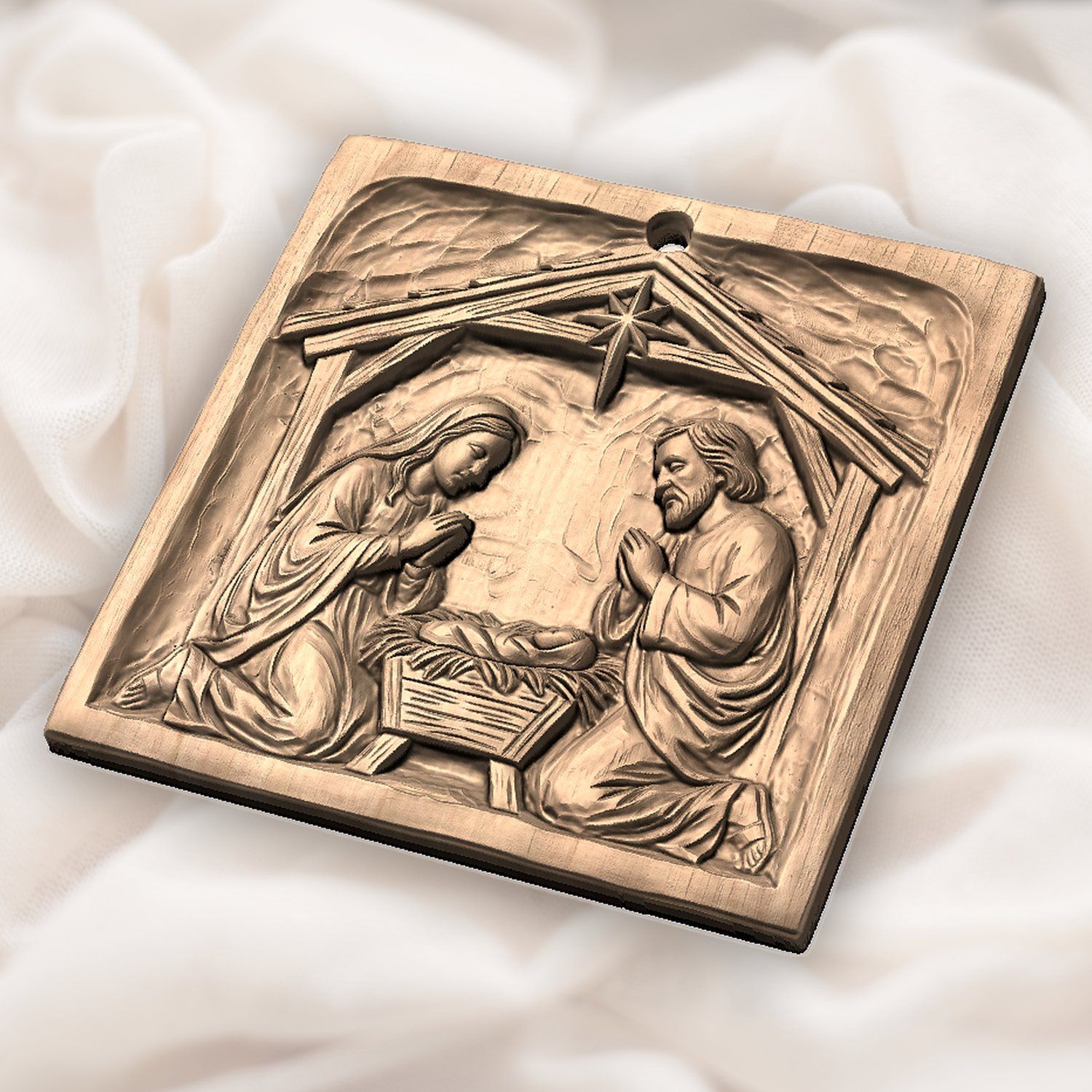 Holy Family Nativity Christmas Ornament CNC Relief STL bas-relief STL — view 5