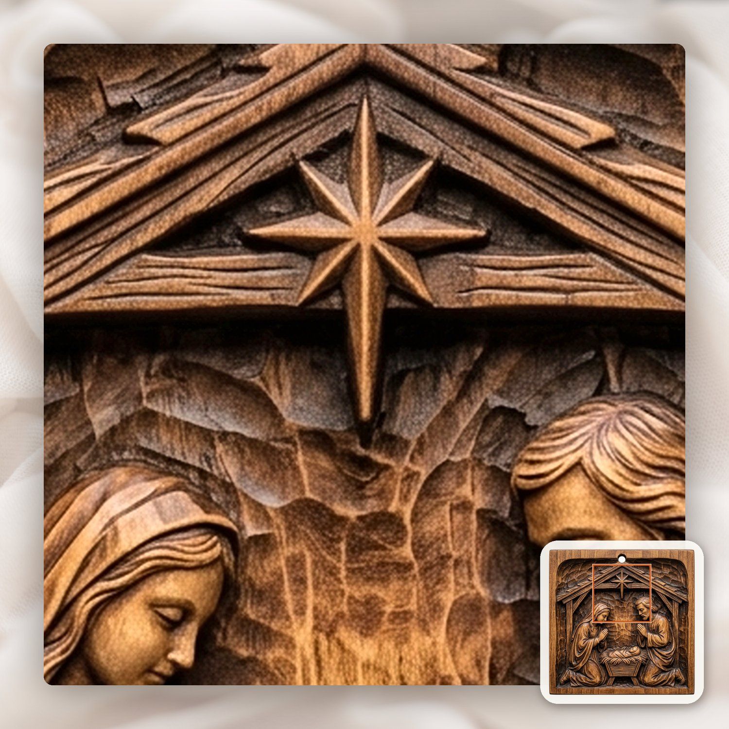 Holy Family Nativity Christmas Ornament CNC Relief STL bas-relief STL — view 11