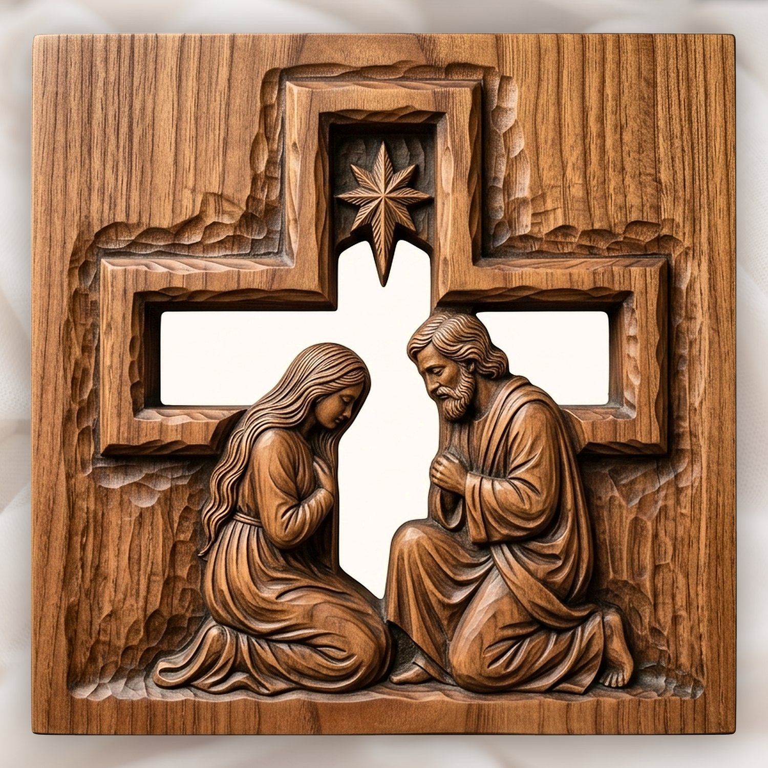 Holy Family Nativity Scene CNC Relief STL bas-relief STL design
