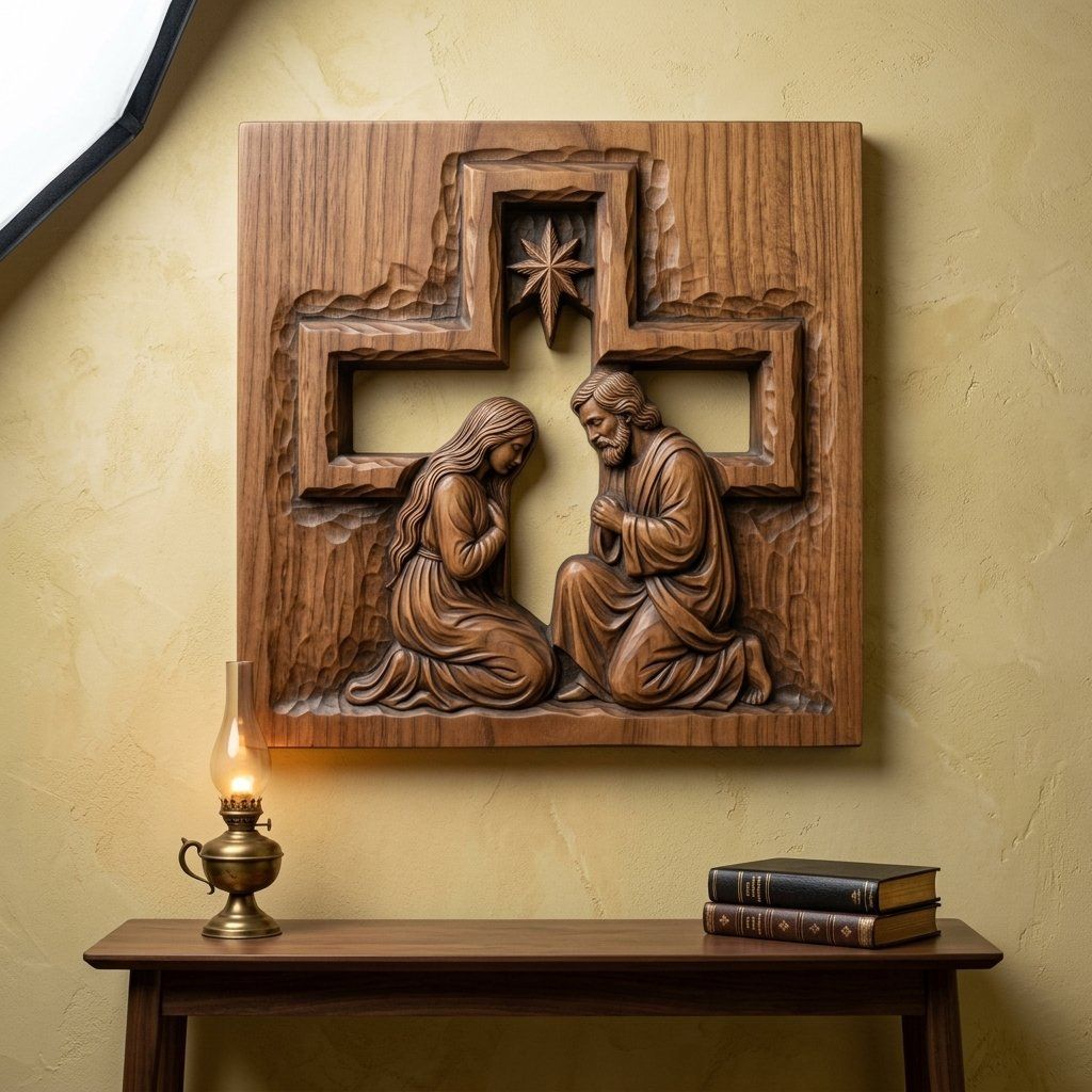 Holy Family Nativity Scene CNC Relief STL bas-relief STL — view 13