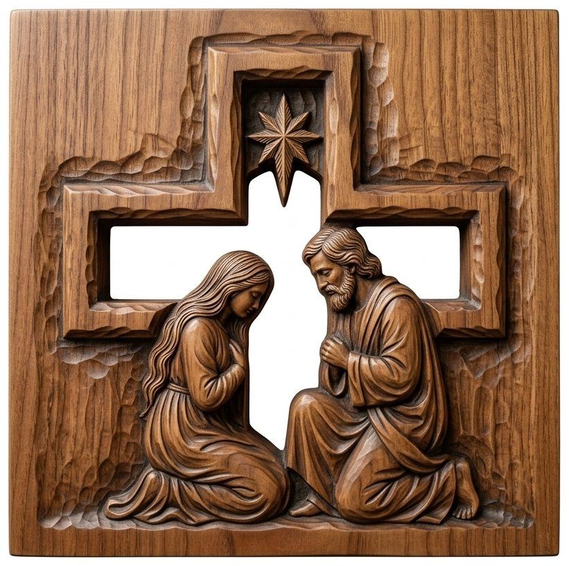 Holy Family Nativity Scene CNC Relief STL bas-relief STL — view 14