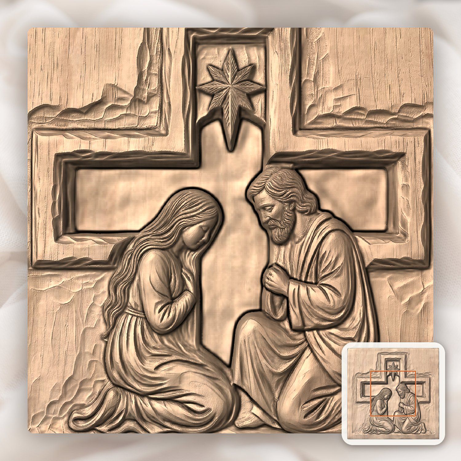 Holy Family Nativity Scene CNC Relief STL bas-relief STL — view 6