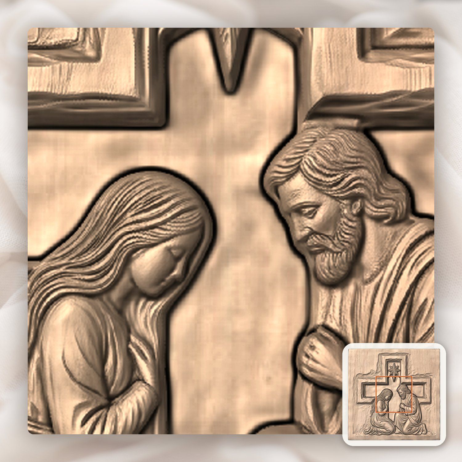 Holy Family Nativity Scene CNC Relief STL bas-relief STL — view 7
