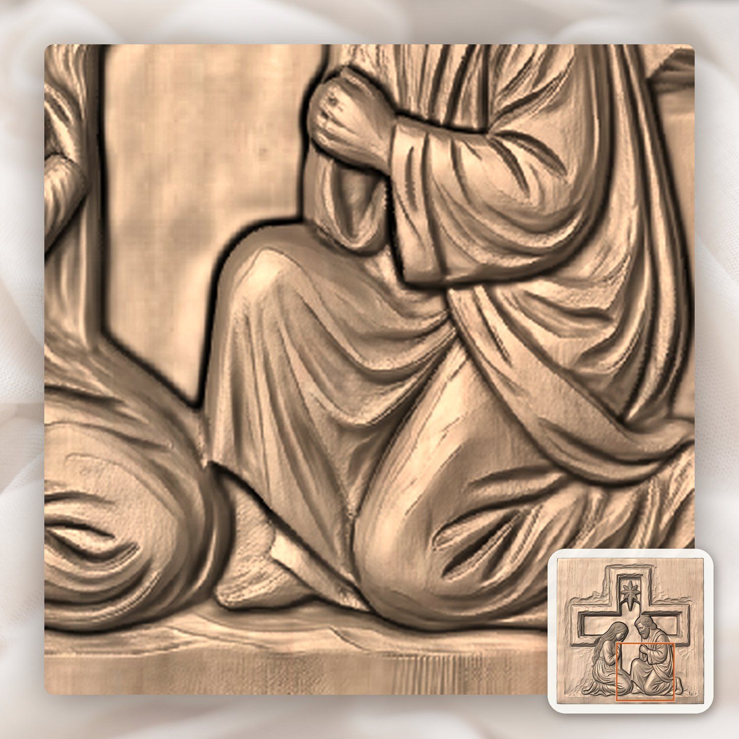 Holy Family Nativity Scene CNC Relief STL bas-relief STL — view 8