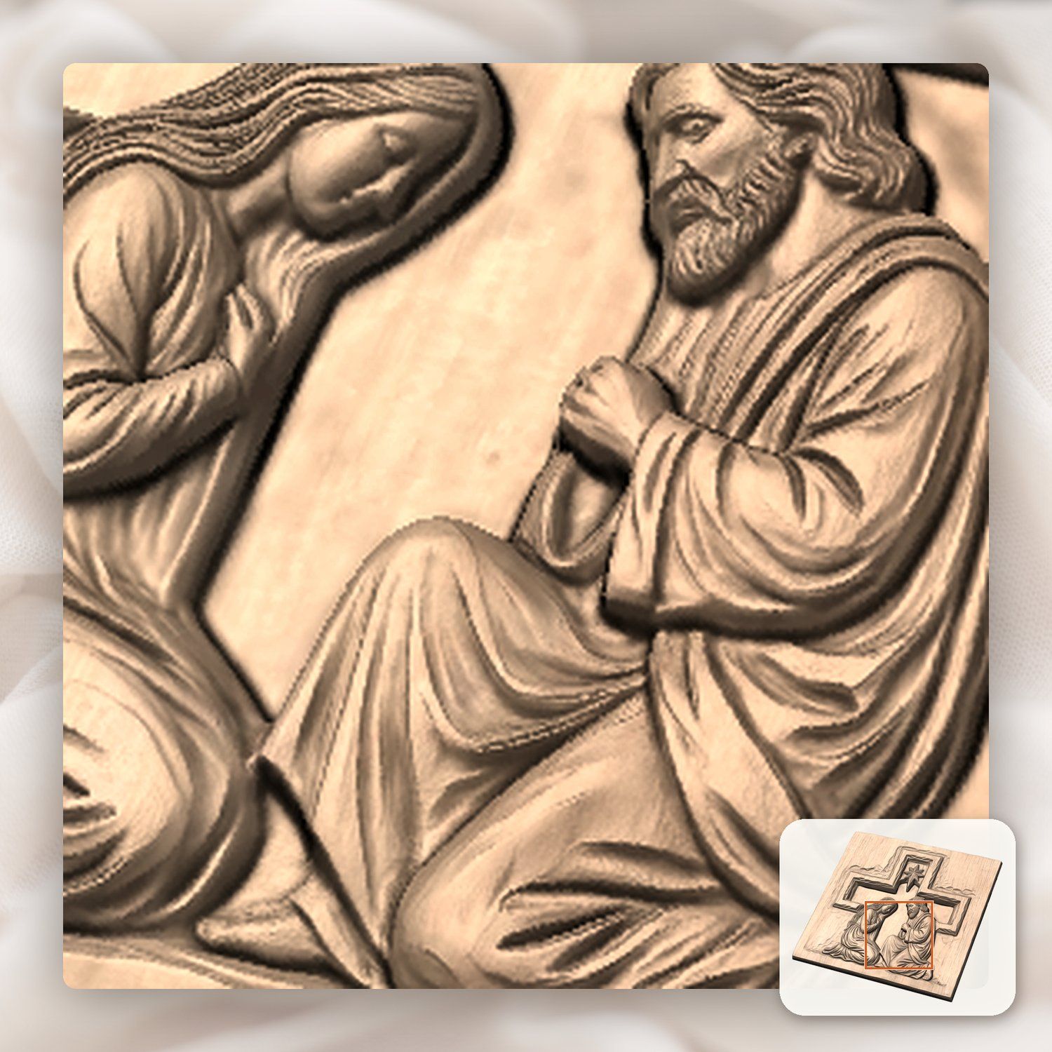 Holy Family Nativity Scene CNC Relief STL bas-relief STL — view 9