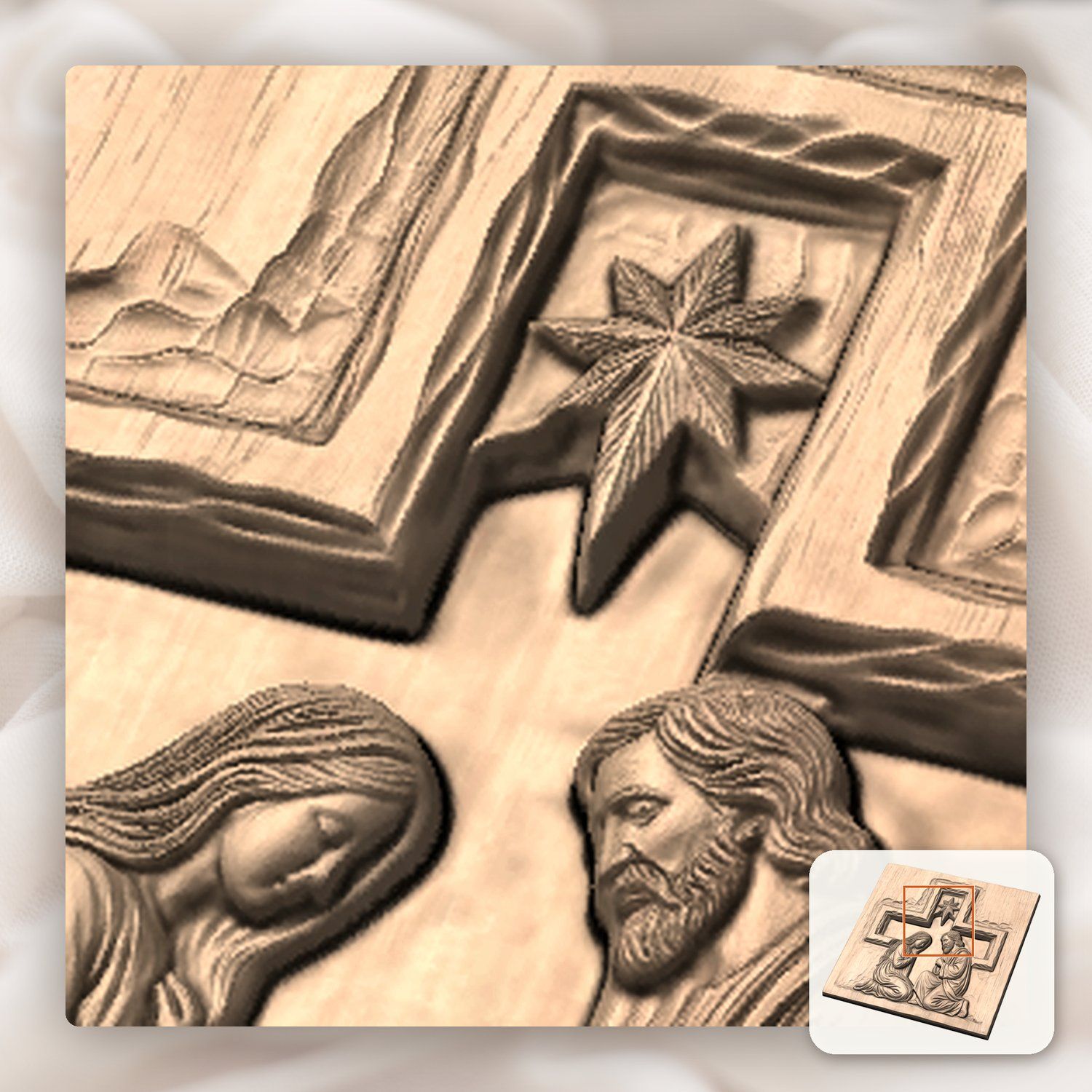 Holy Family Nativity Scene CNC Relief STL bas-relief STL — view 10