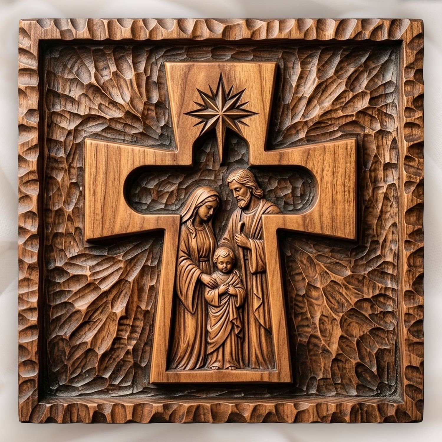 Holy Family Nativity Scene CNC Relief STL bas-relief STL design