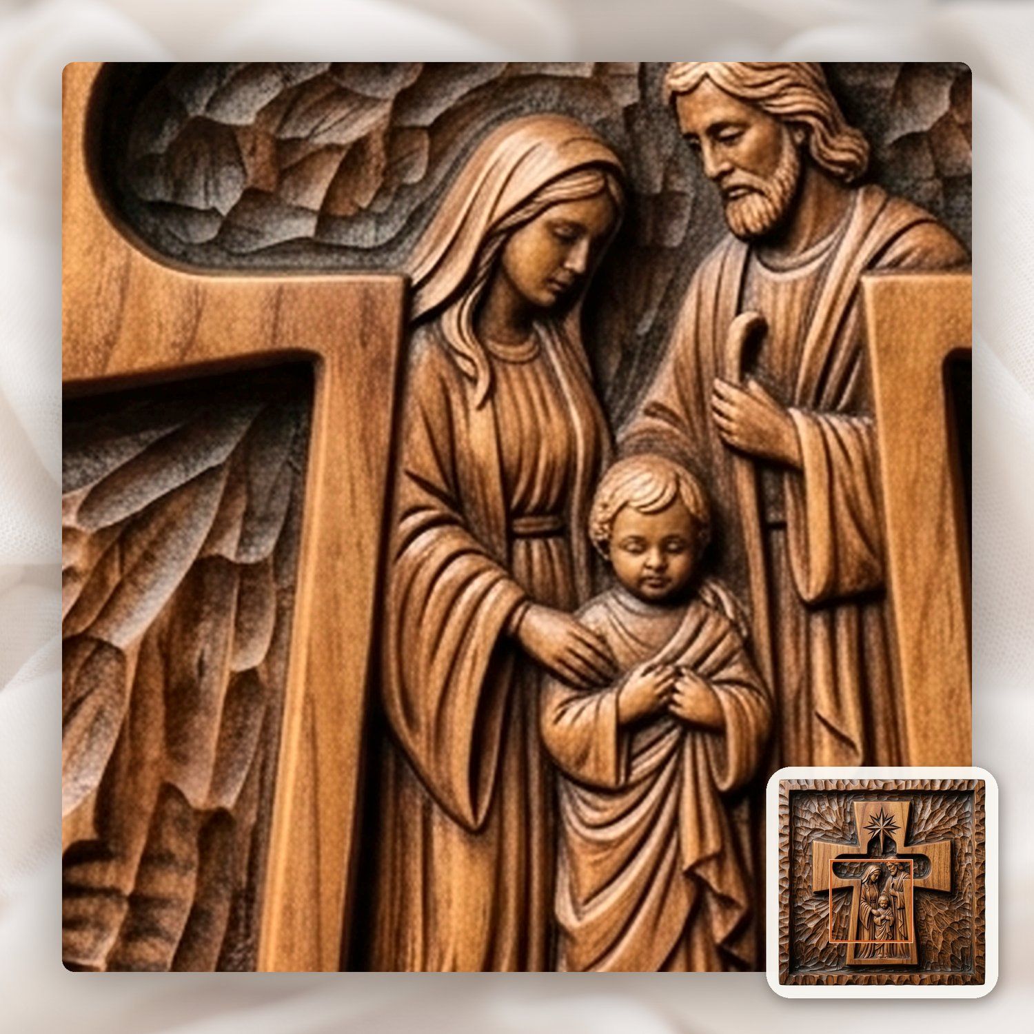 Holy Family Nativity Scene CNC Relief STL bas-relief STL — view 12