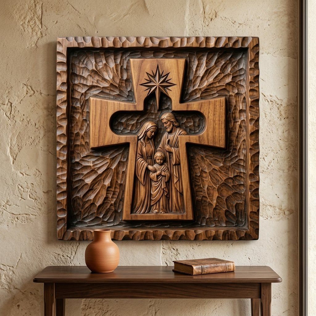 Holy Family Nativity Scene CNC Relief STL bas-relief STL — view 14