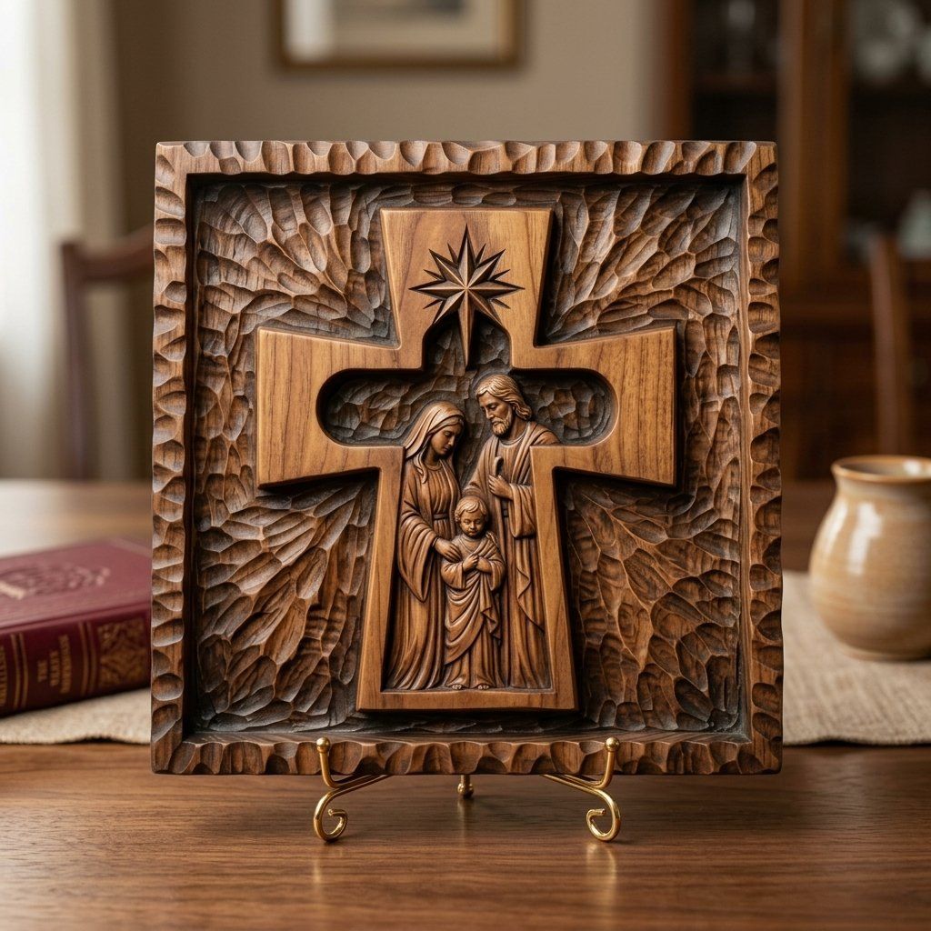 Holy Family Nativity Scene CNC Relief STL bas-relief STL — view 3