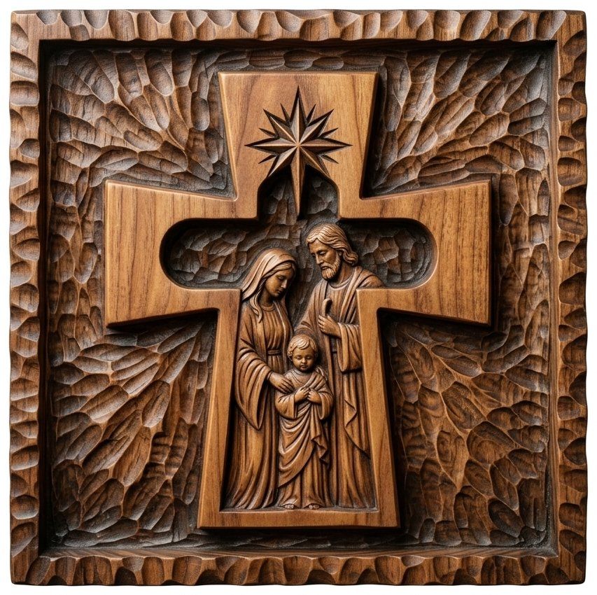 Holy Family Nativity Scene CNC Relief STL bas-relief STL — view 11