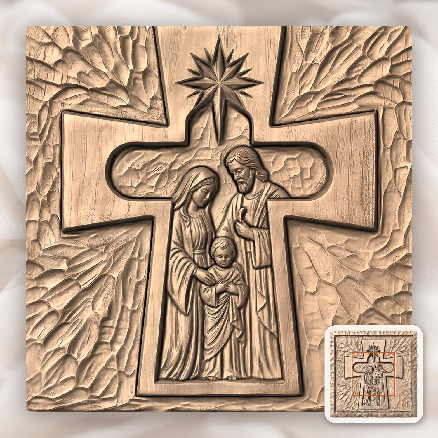 Holy Family Nativity Scene CNC Relief STL bas-relief STL — view 6