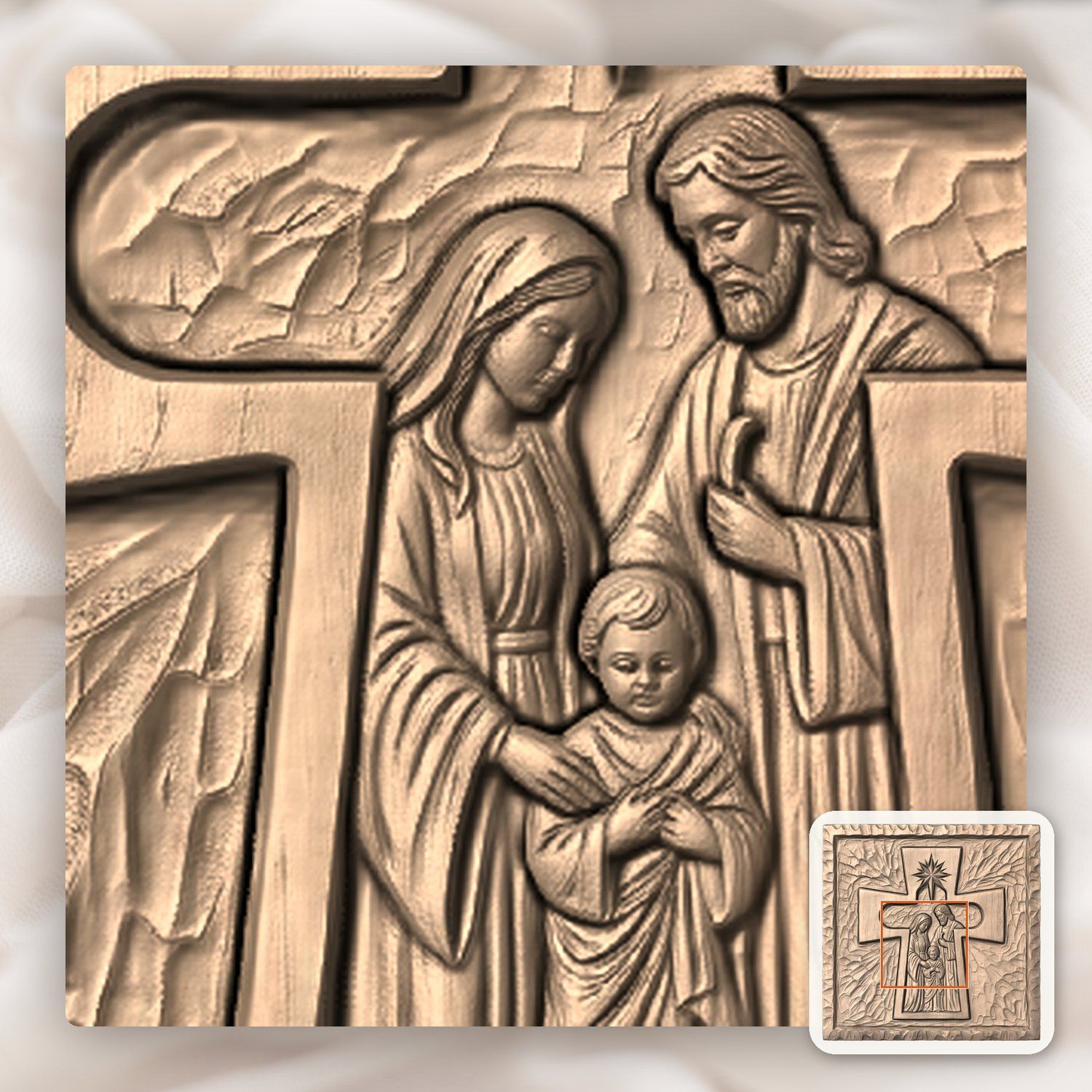 Holy Family Nativity Scene CNC Relief STL bas-relief STL — view 7