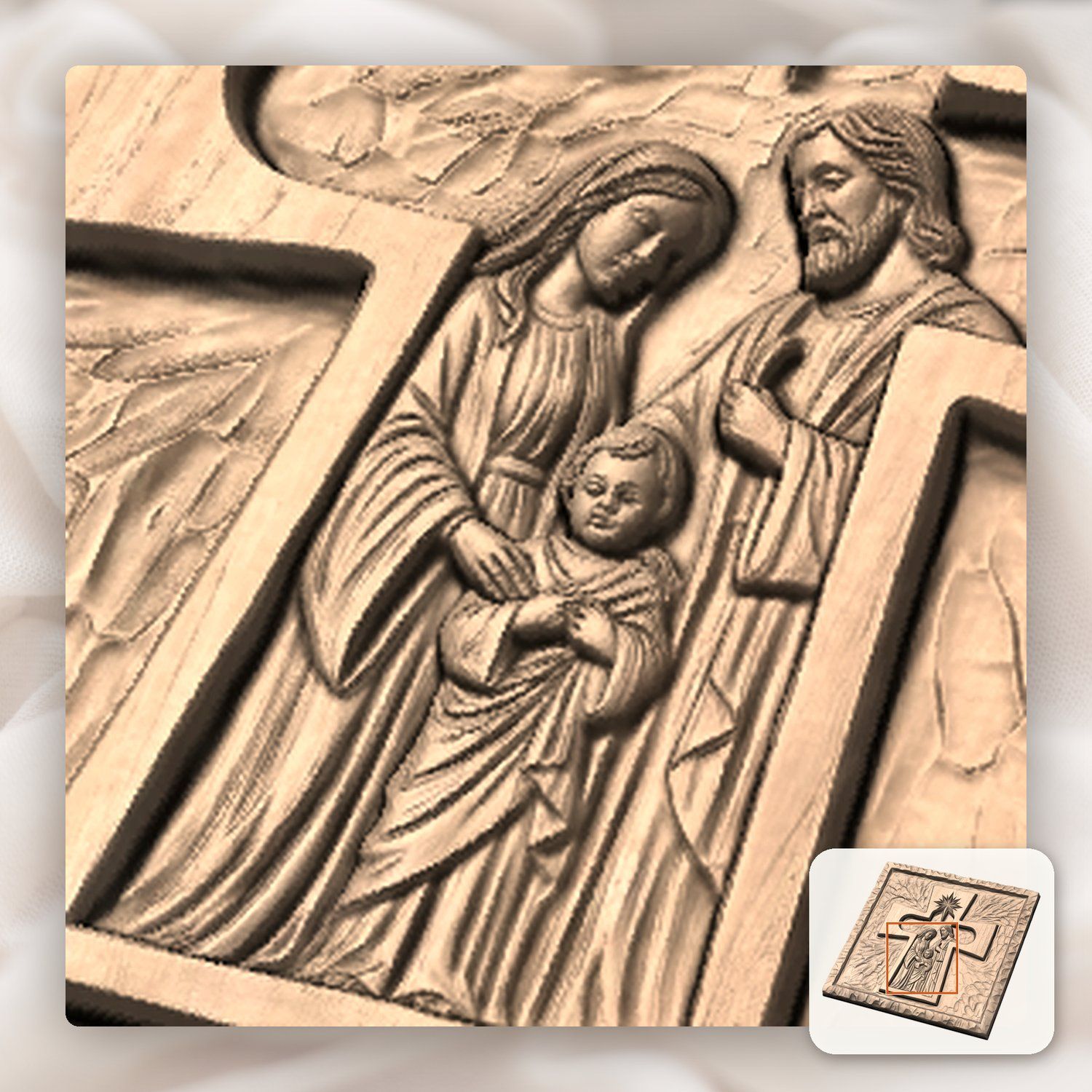 Holy Family Nativity Scene CNC Relief STL bas-relief STL — view 9