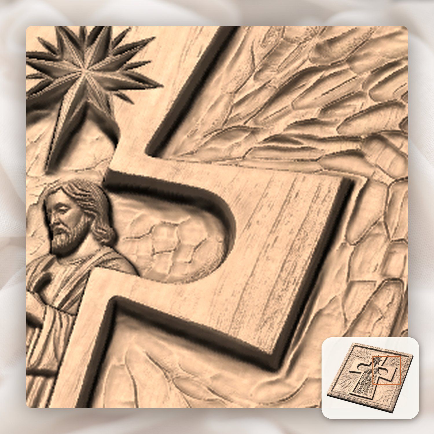 Holy Family Nativity Scene CNC Relief STL bas-relief STL — view 10