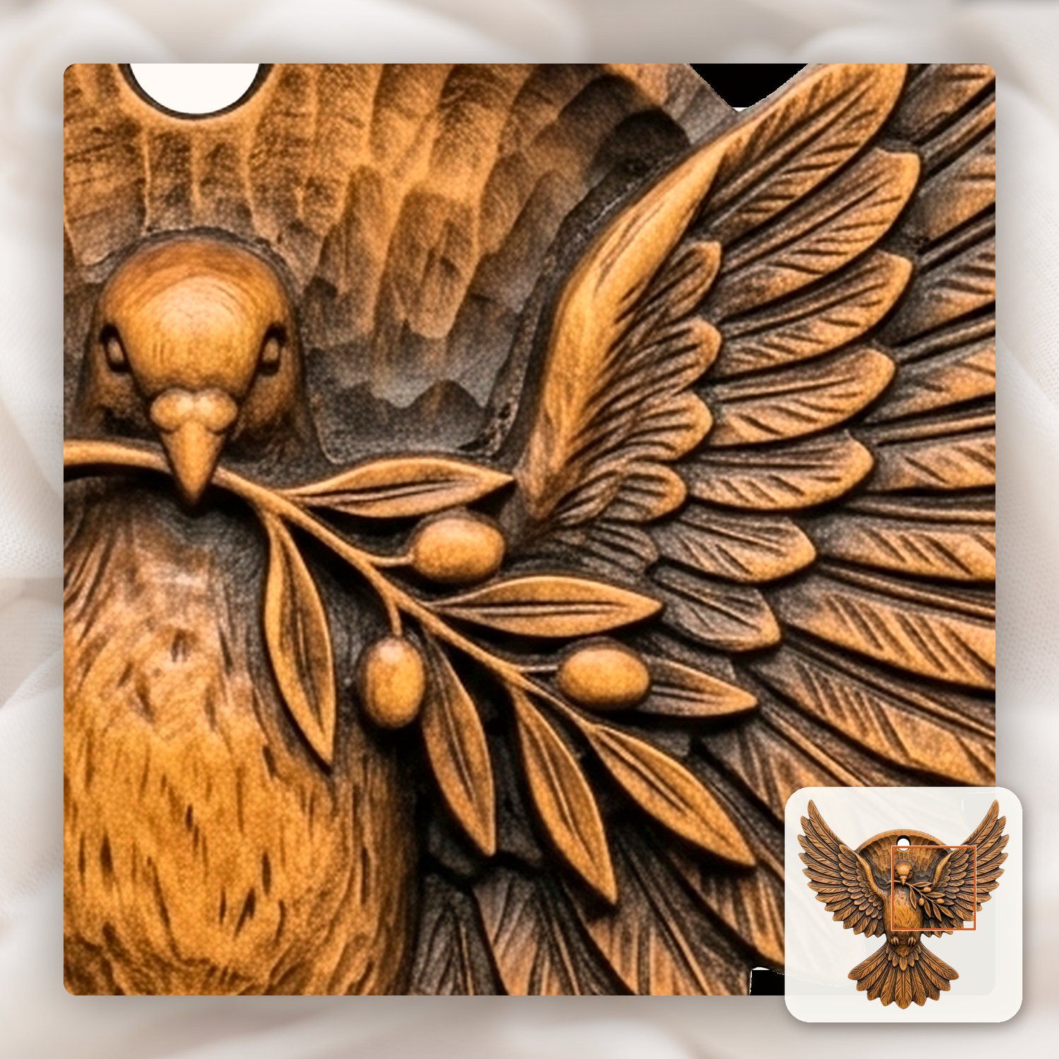 Holy Spirit Peace Dove Ornament CNC Relief STL bas-relief STL — view 11