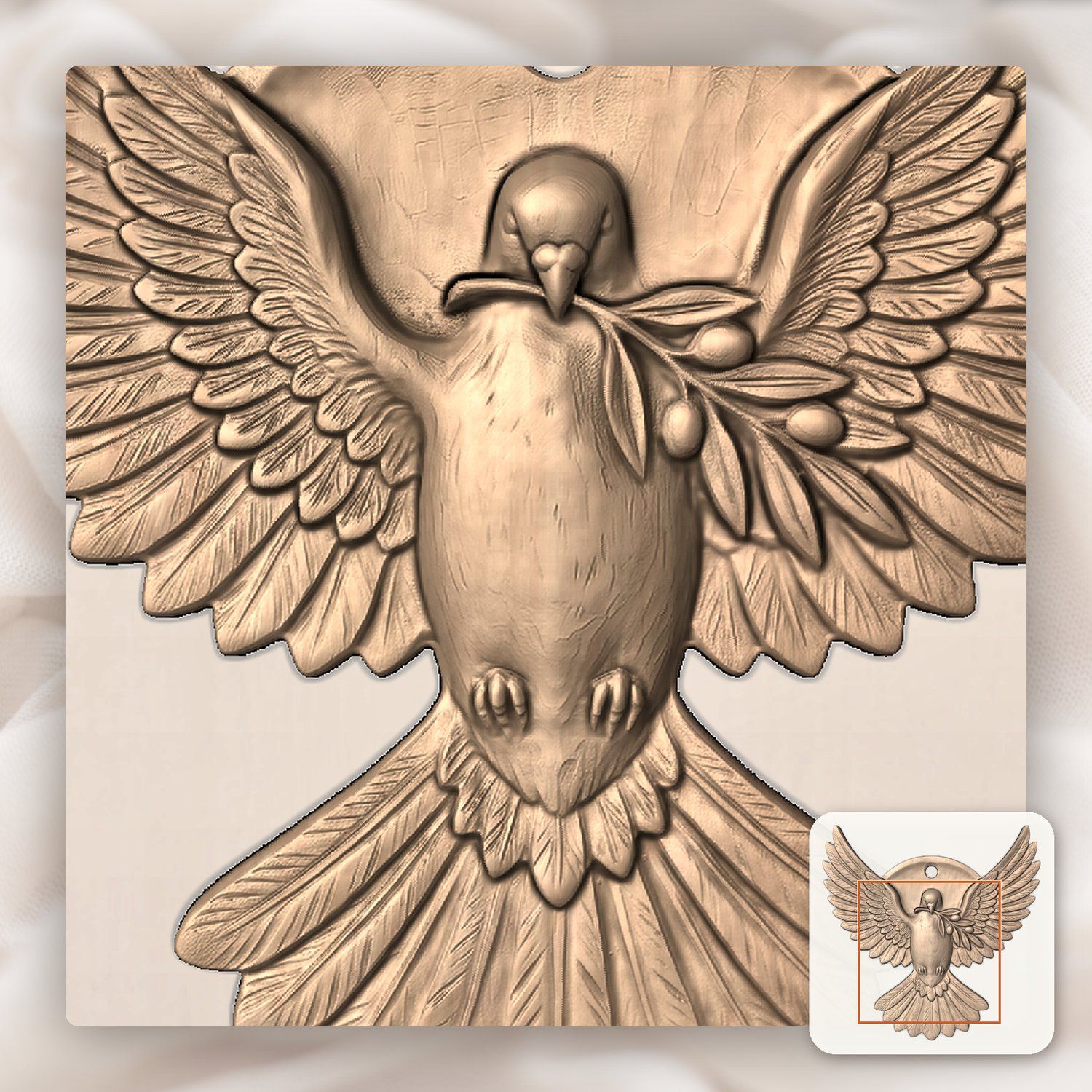 Holy Spirit Peace Dove Ornament CNC Relief STL bas-relief STL — view 6