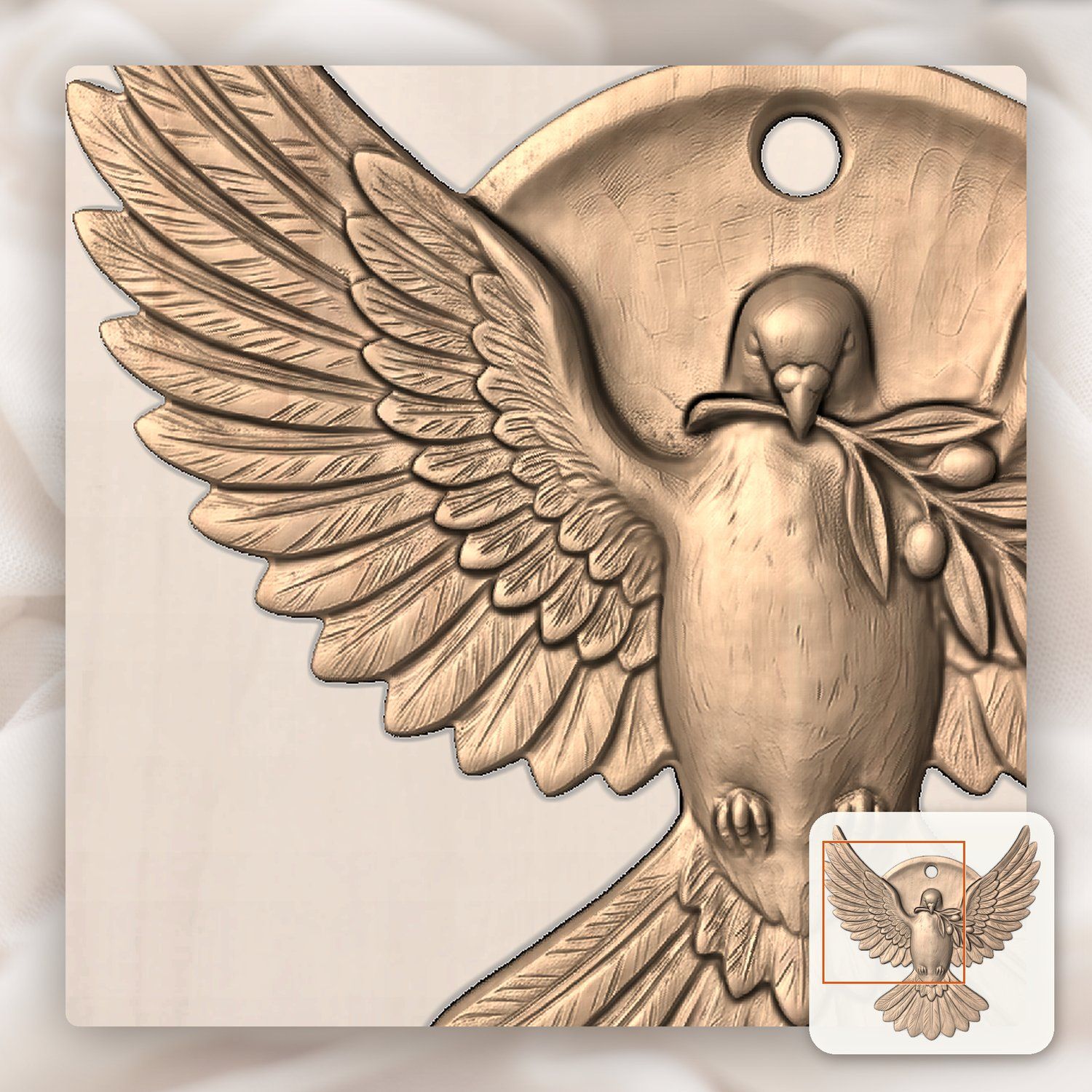 Holy Spirit Peace Dove Ornament CNC Relief STL bas-relief STL — view 8
