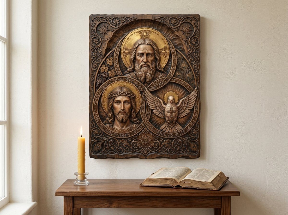 Holy Trinity Christian Devotional CNC Relief STL bas-relief STL — view 13