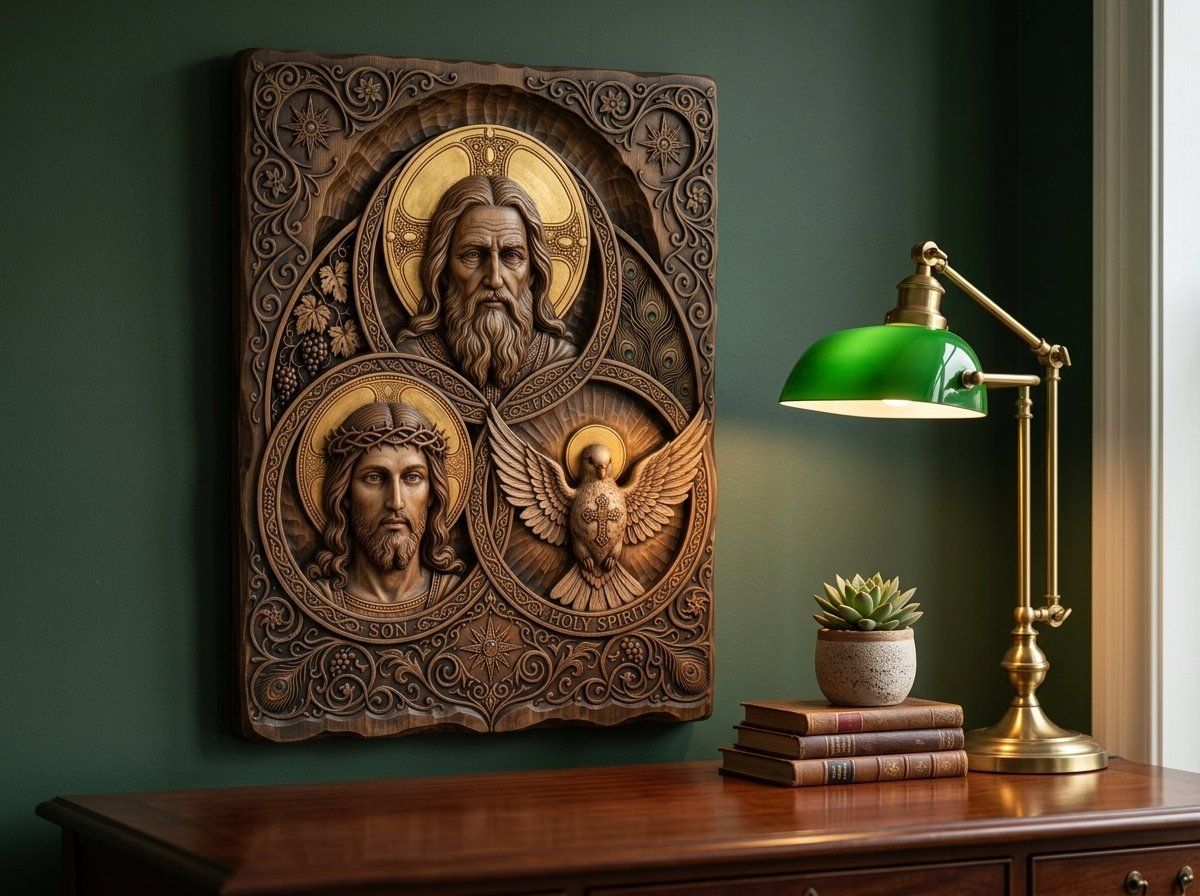 Holy Trinity Christian Devotional CNC Relief STL bas-relief STL — view 14