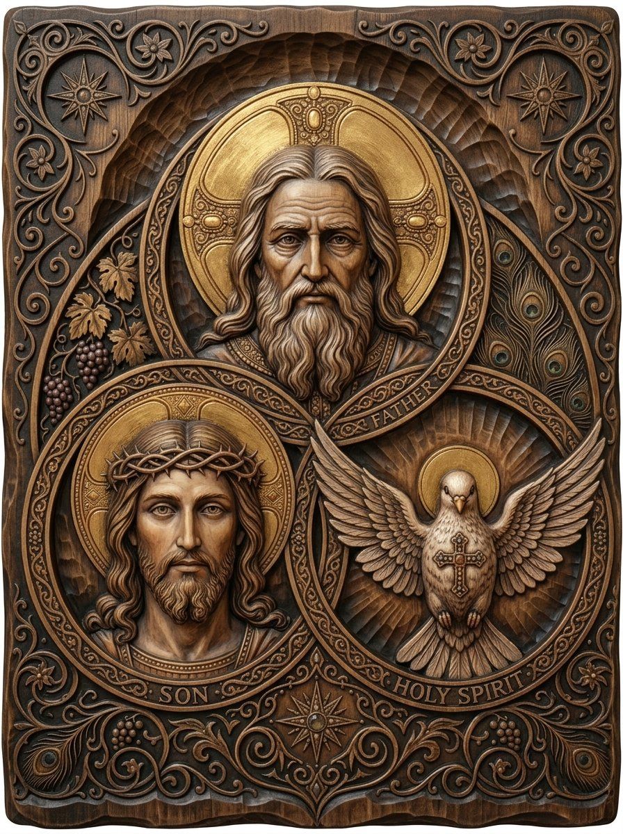 Holy Trinity Christian Devotional CNC Relief STL bas-relief STL — view 4