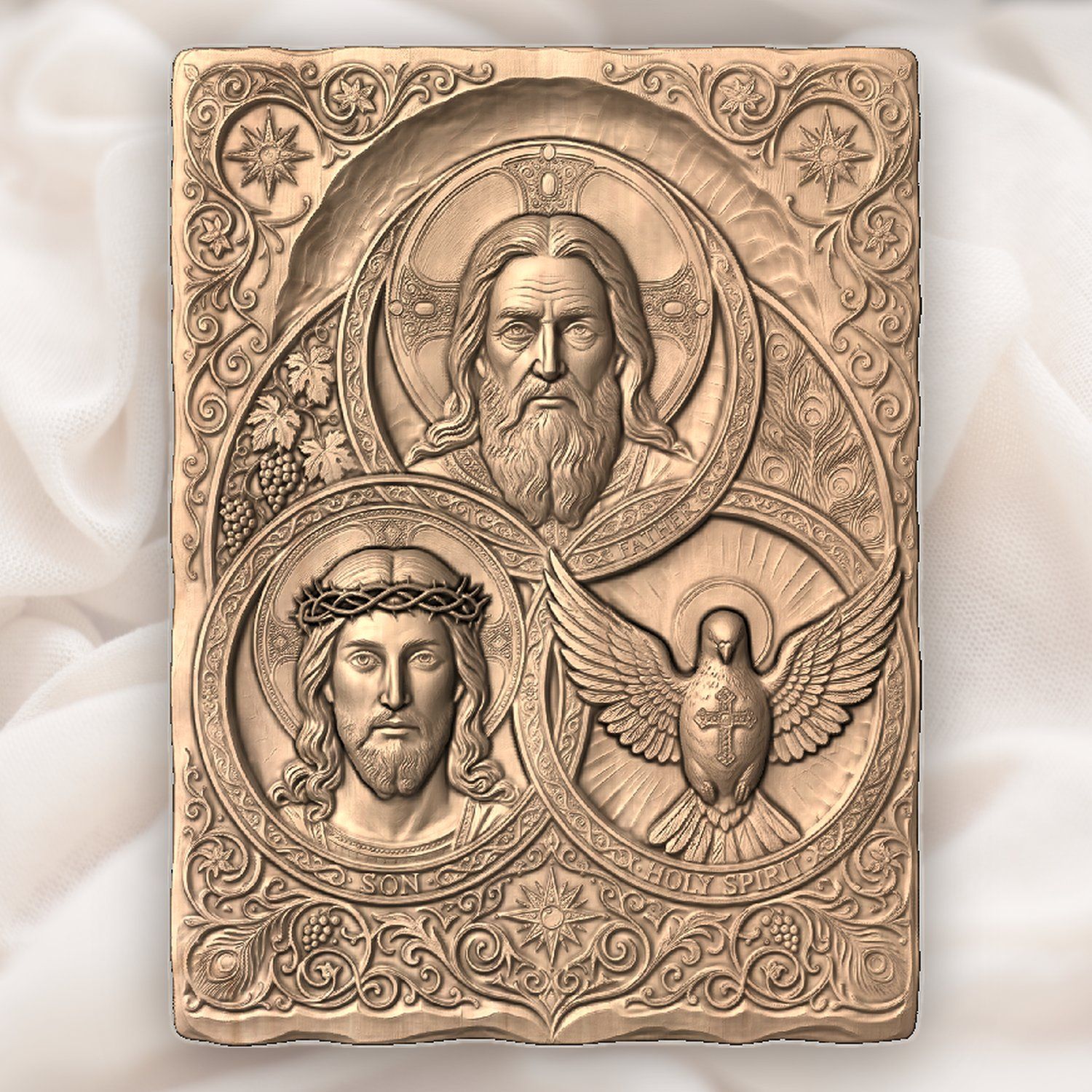 Holy Trinity Christian Devotional CNC Relief STL bas-relief STL — view 5