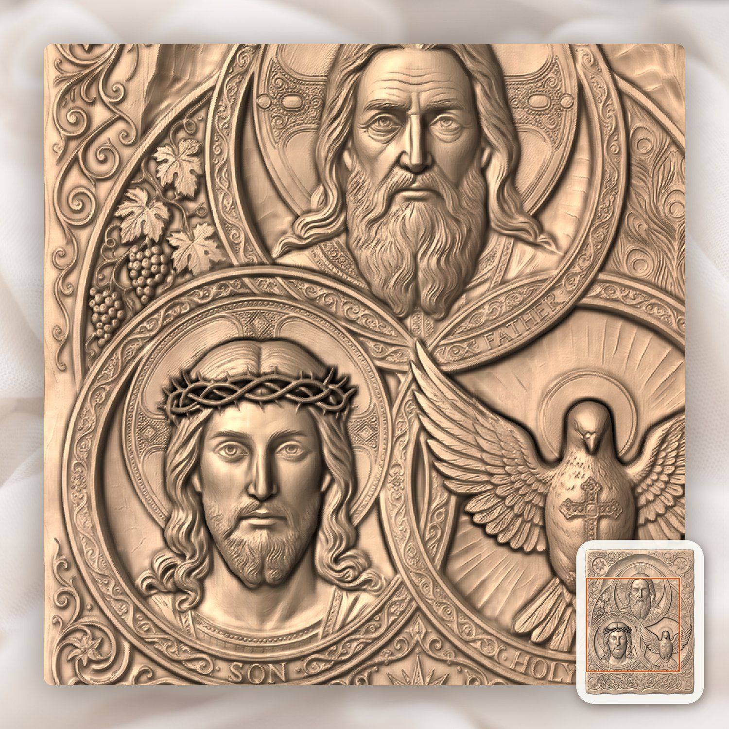 Holy Trinity Christian Devotional CNC Relief STL bas-relief STL — view 7