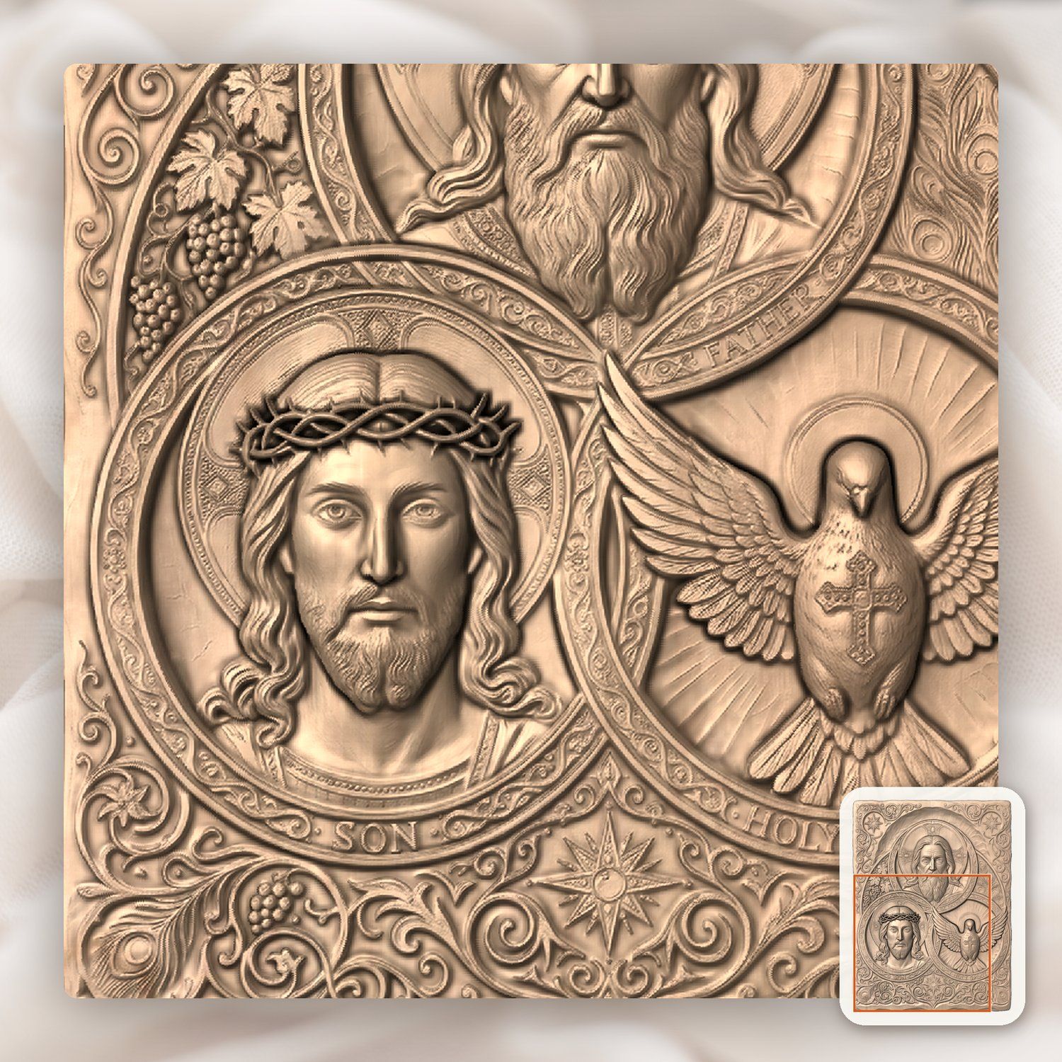 Holy Trinity Christian Devotional CNC Relief STL bas-relief STL — view 8