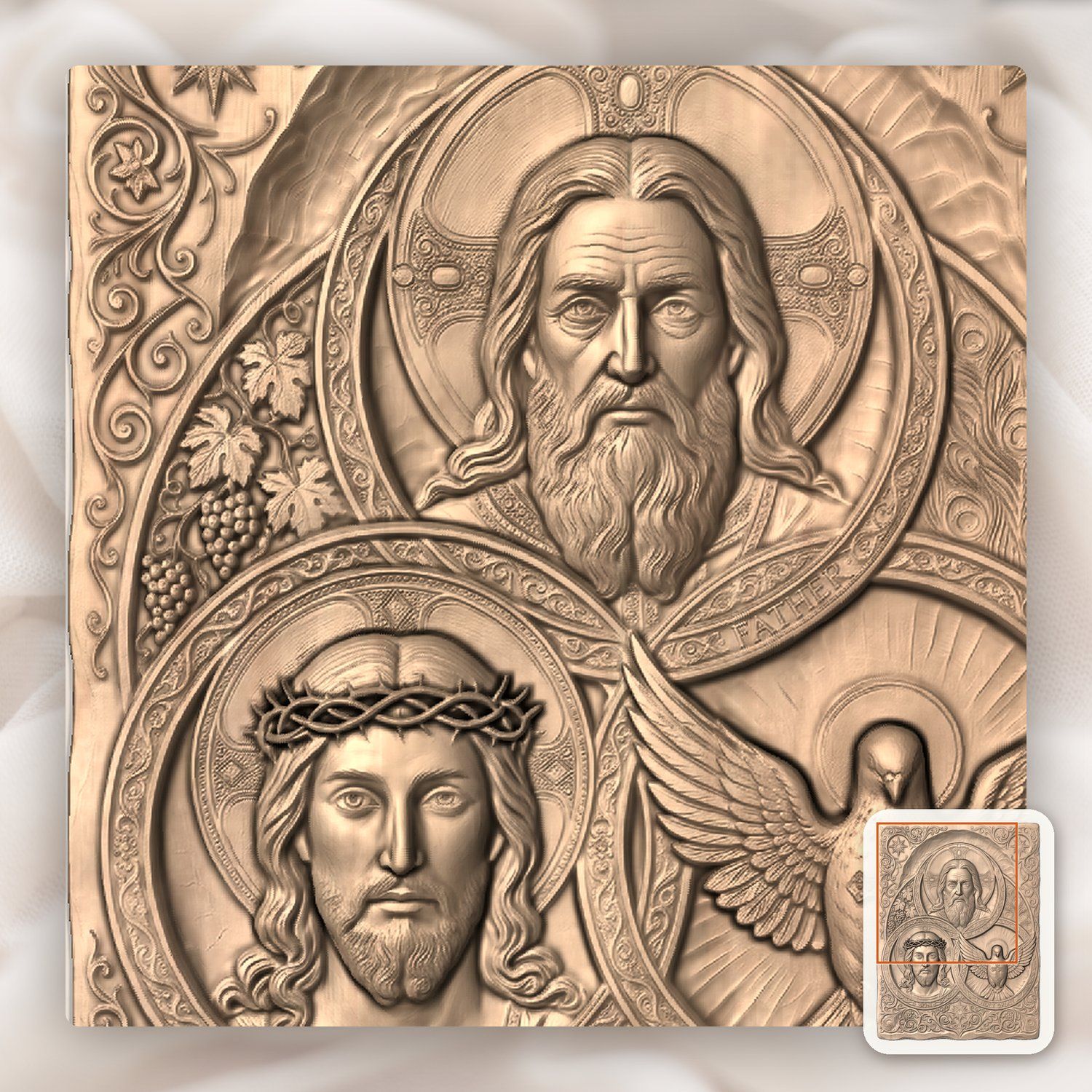 Holy Trinity Christian Devotional CNC Relief STL bas-relief STL — view 9
