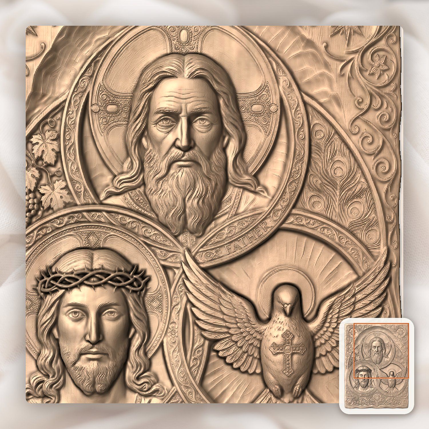 Holy Trinity Christian Devotional CNC Relief STL bas-relief STL — view 10