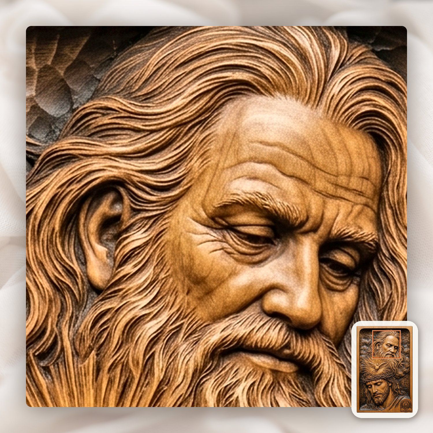 Holy Trinity Jesus Crown of Thorns CNC Relief STL bas-relief STL — view 10