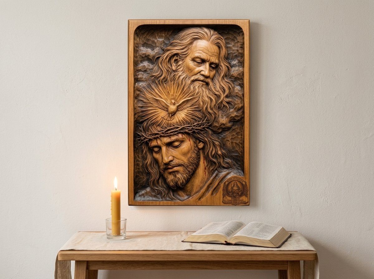 Holy Trinity Jesus Crown of Thorns CNC Relief STL bas-relief STL — view 13