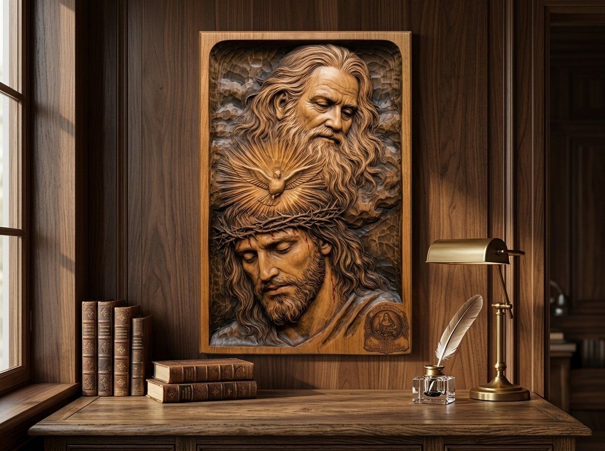 Holy Trinity Jesus Crown of Thorns CNC Relief STL bas-relief STL — view 14