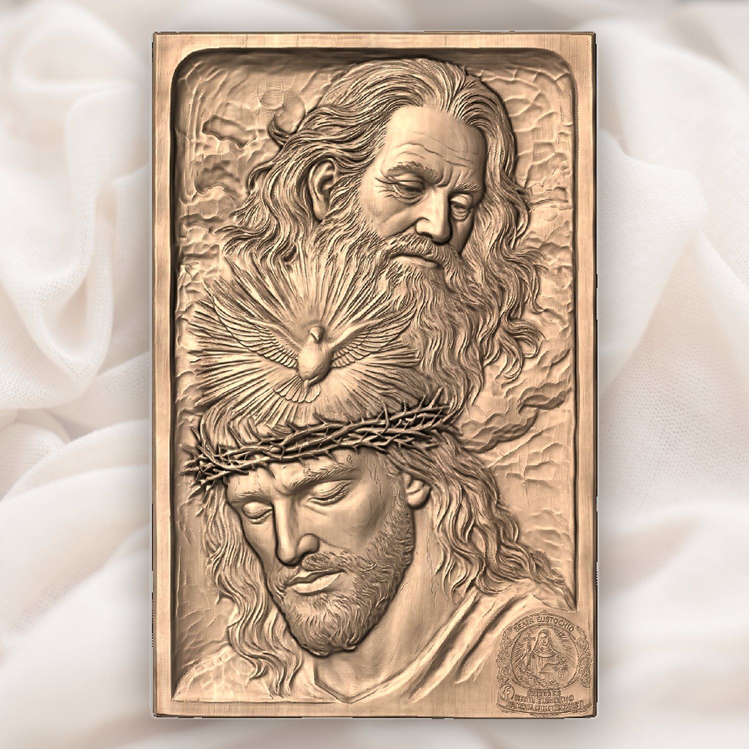 Holy Trinity Jesus Crown of Thorns CNC Relief STL bas-relief STL — view 3