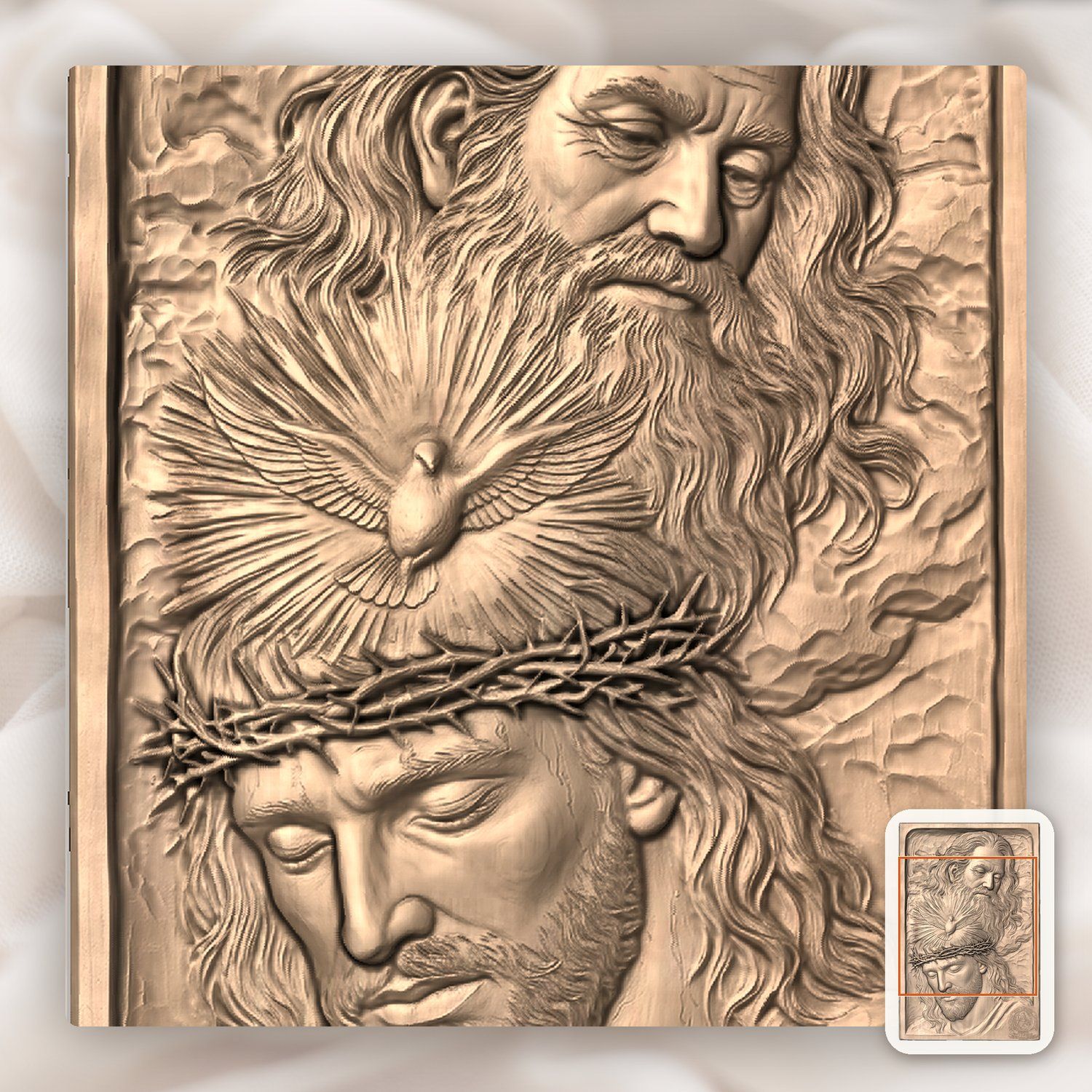 Holy Trinity Jesus Crown of Thorns CNC Relief STL bas-relief STL — view 5