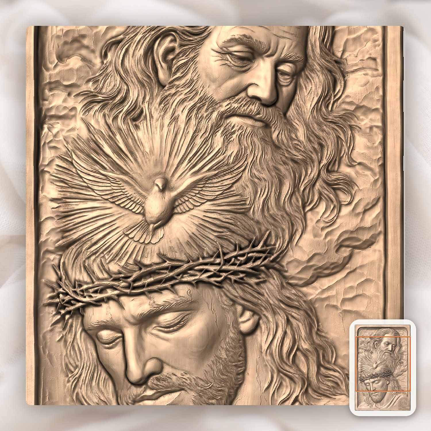 Holy Trinity Jesus Crown of Thorns CNC Relief STL bas-relief STL — view 6