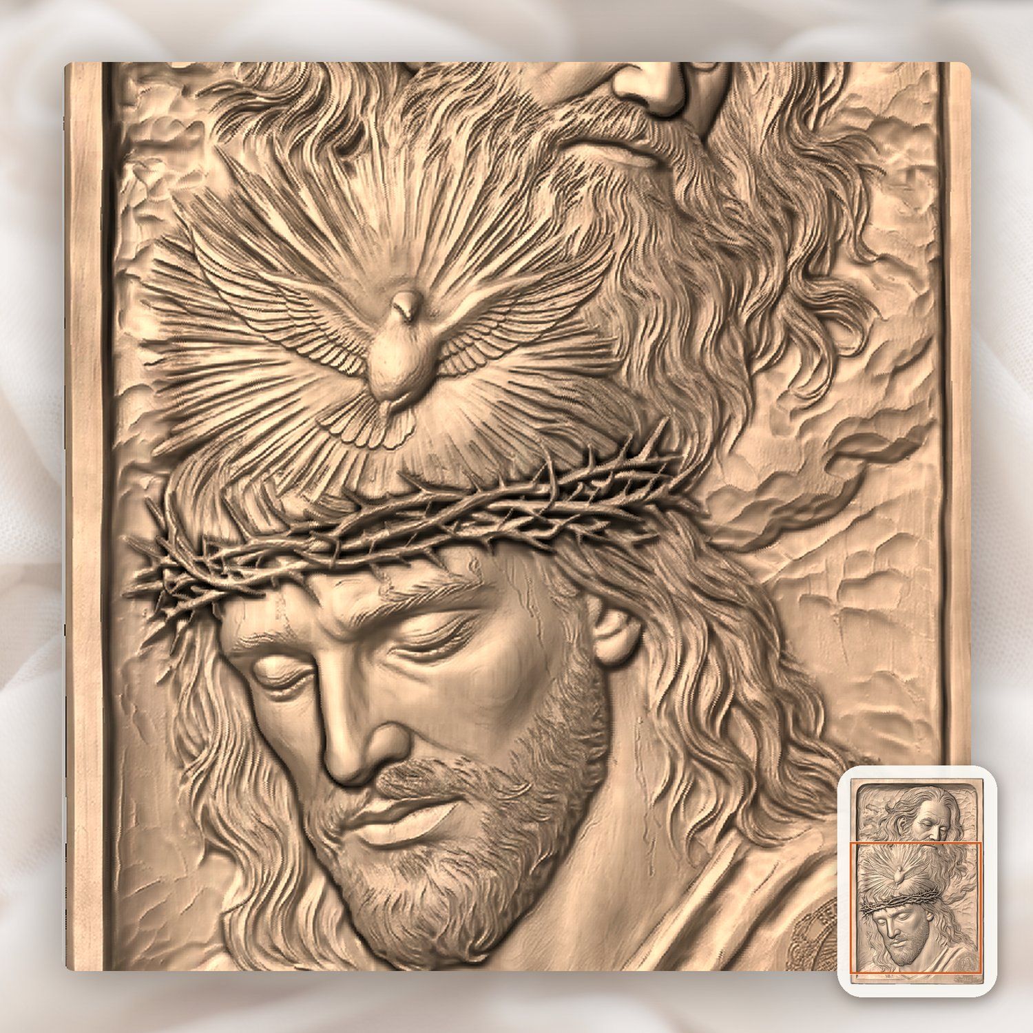 Holy Trinity Jesus Crown of Thorns CNC Relief STL bas-relief STL — view 7