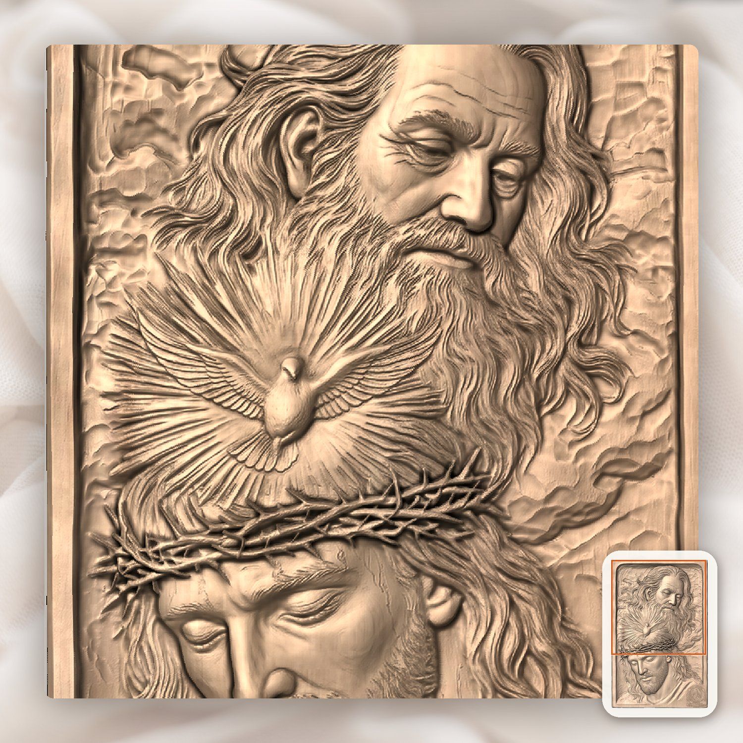 Holy Trinity Jesus Crown of Thorns CNC Relief STL bas-relief STL — view 8