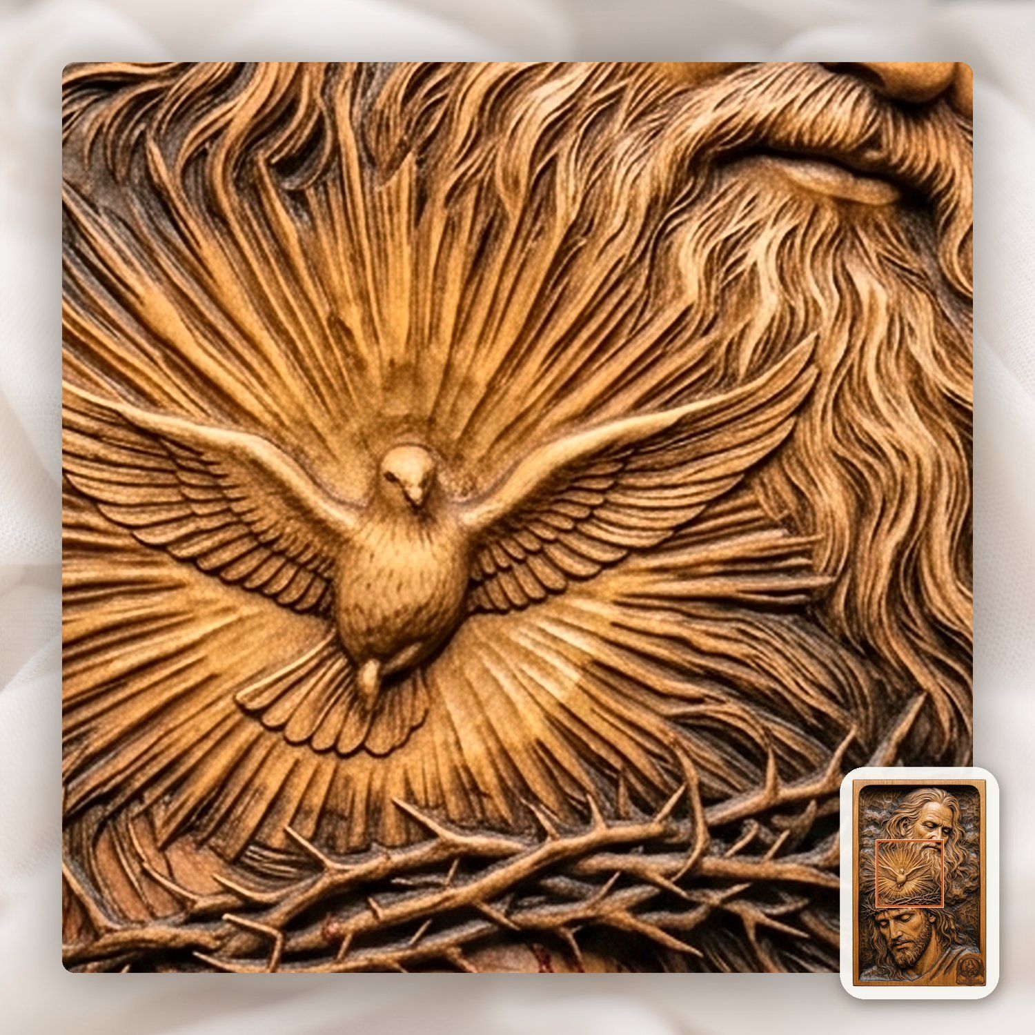 Holy Trinity Jesus Crown of Thorns CNC Relief STL bas-relief STL — view 9