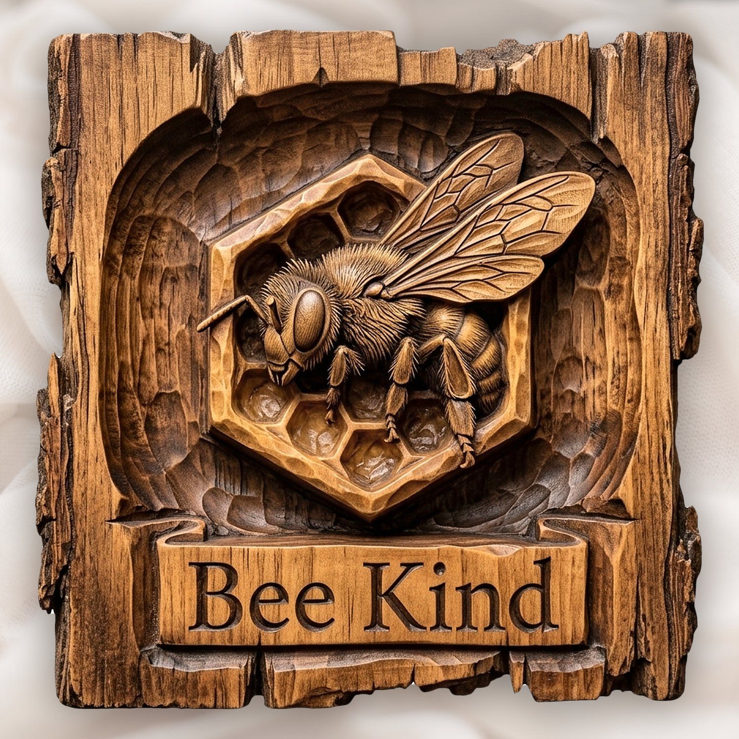 Honey Bee Kind Honeycomb Sign CNC Relief STL bas-relief STL design