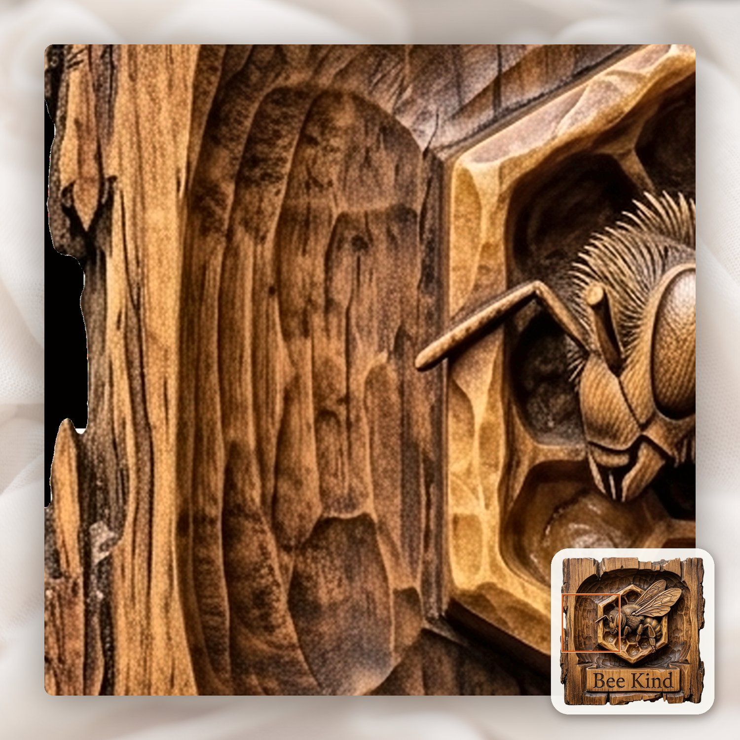 Honey Bee Kind Honeycomb Sign CNC Relief STL bas-relief STL — view 13