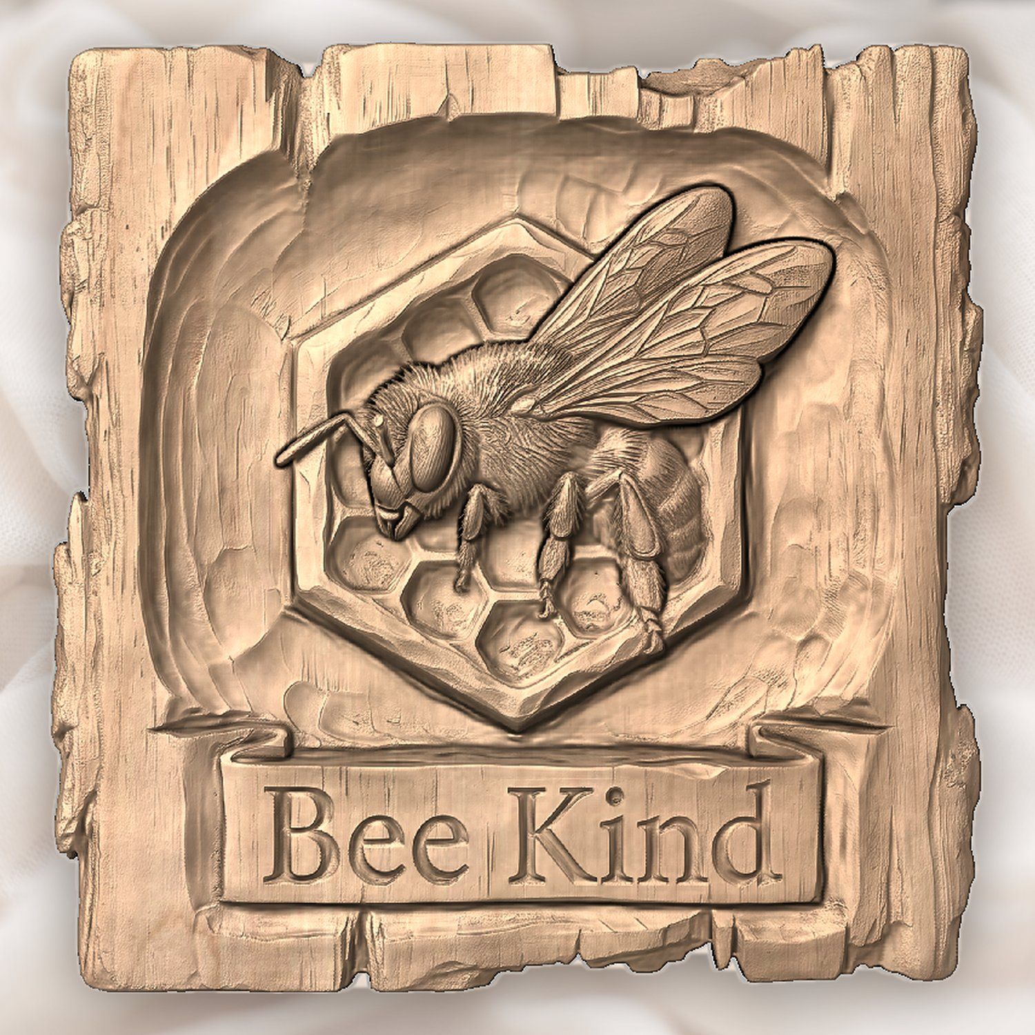 Honey Bee Kind Honeycomb Sign CNC Relief STL bas-relief STL — view 4