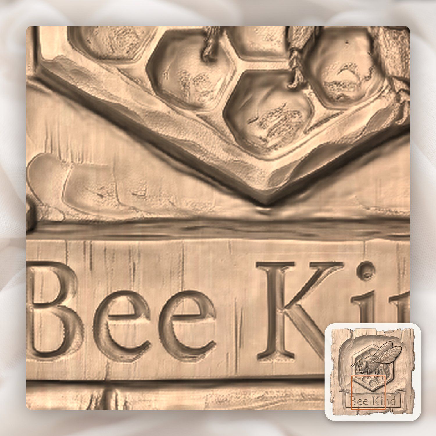 Honey Bee Kind Honeycomb Sign CNC Relief STL bas-relief STL — view 8