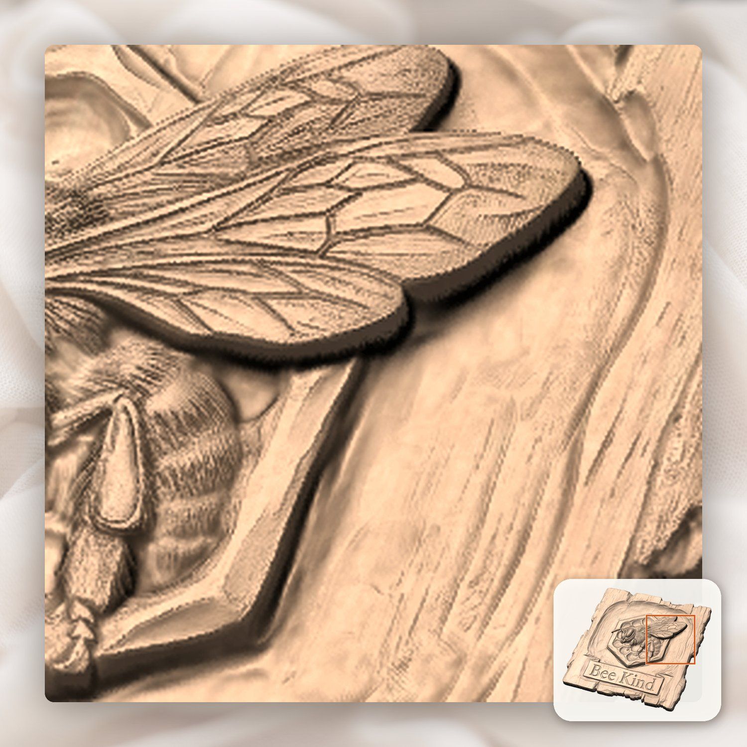 Honey Bee Kind Honeycomb Sign CNC Relief STL bas-relief STL — view 10