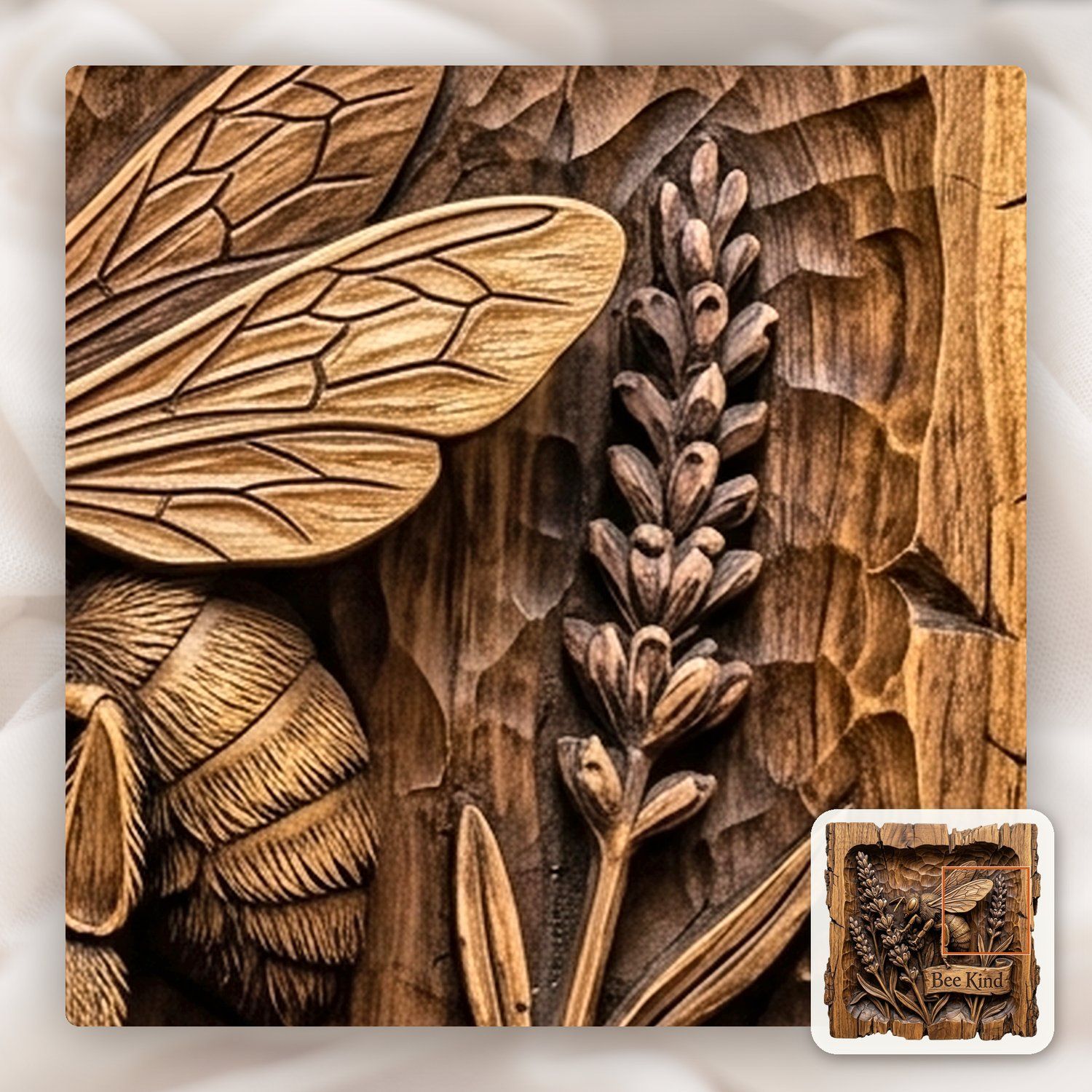 Honey Bee Lavender Garden CNC Relief STL bas-relief STL — view 12