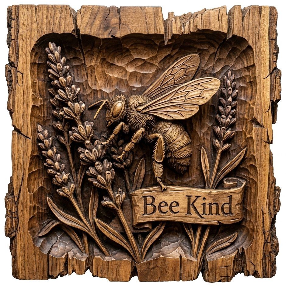 Honey Bee Lavender Garden CNC Relief STL bas-relief STL — view 13