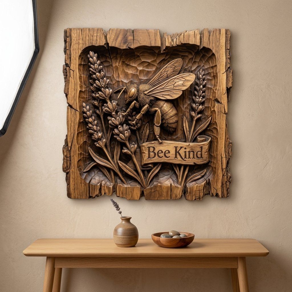 Honey Bee Lavender Garden CNC Relief STL bas-relief STL — view 14