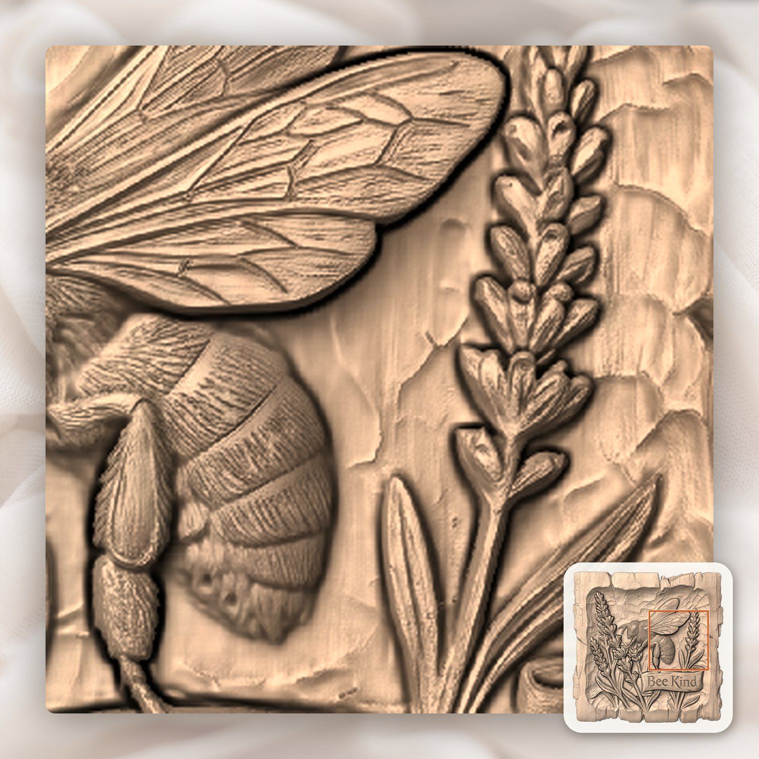 Honey Bee Lavender Garden CNC Relief STL bas-relief STL — view 8