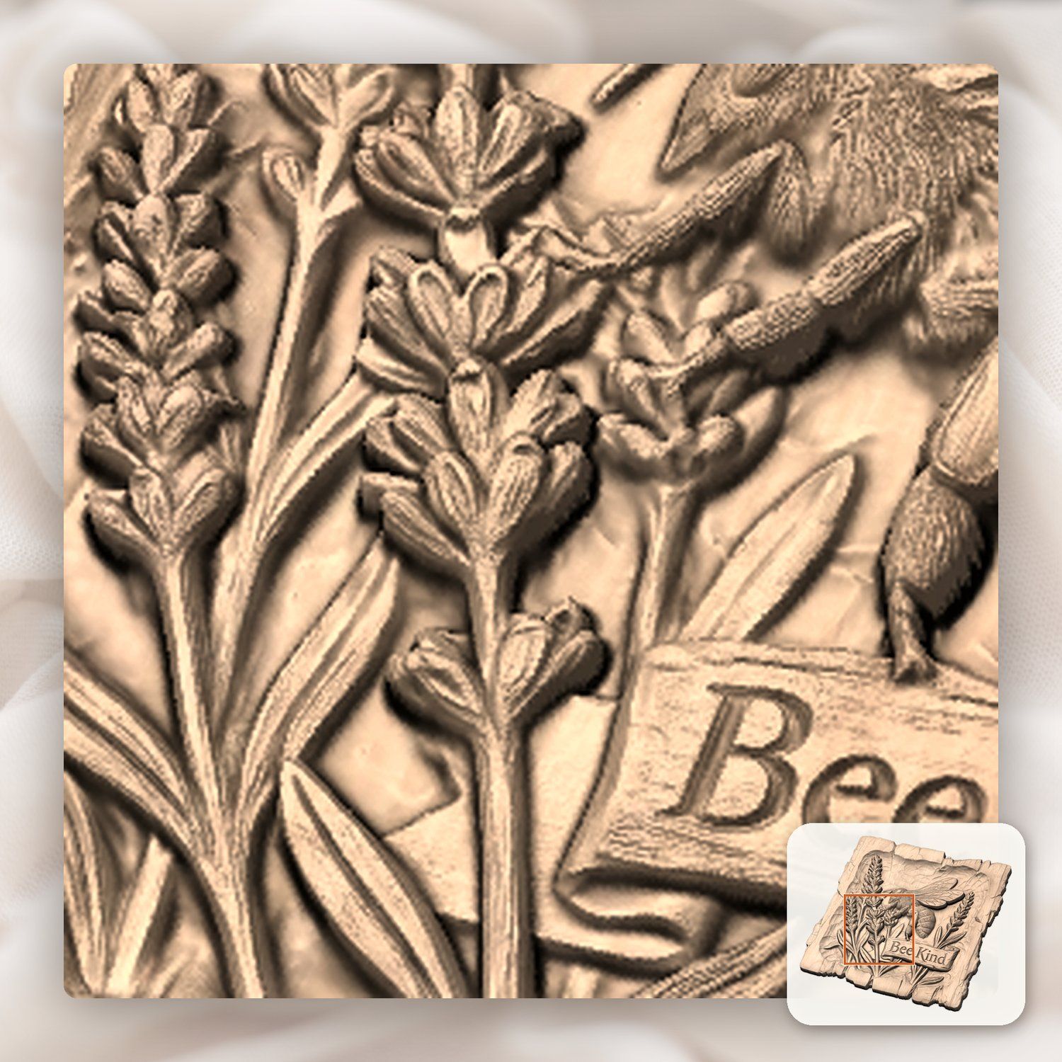 Honey Bee Lavender Garden CNC Relief STL bas-relief STL — view 9